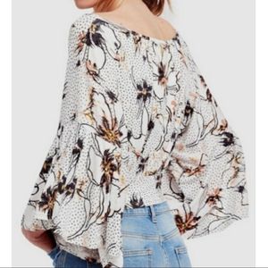 Free people floral Bell sleeve top